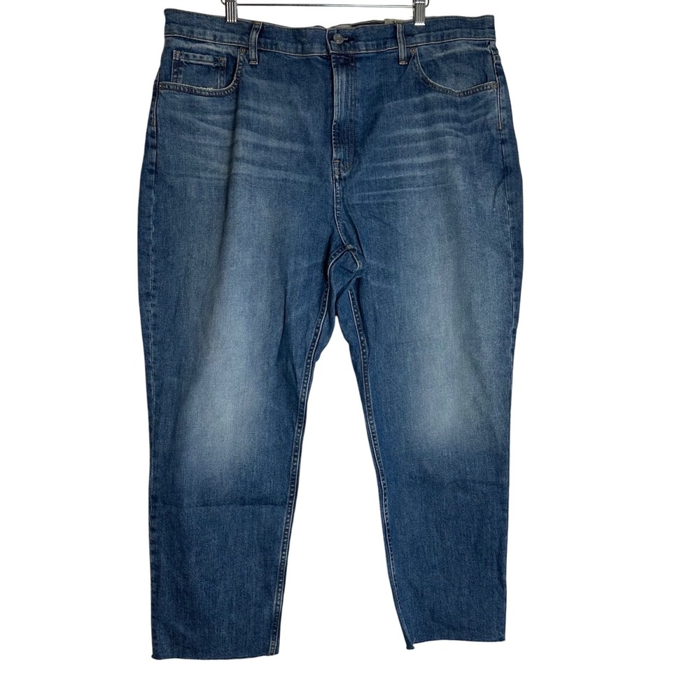Everlane The Cheeky Jean High Rise Ankle Raw Hem Blue Denim Jeans Womens 35 NWT